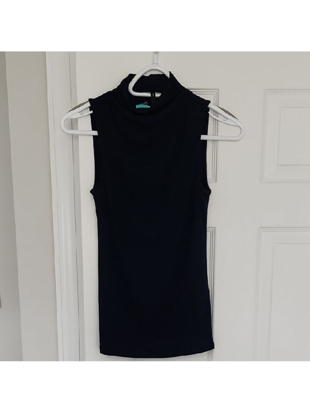 Sleeveless Navy Mock Tank Top - Picture 1 of 8